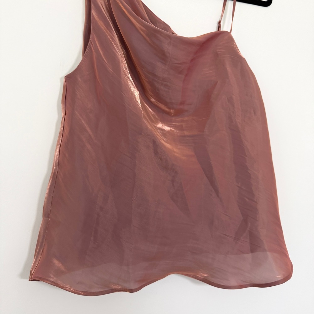 Free People Shimmy Shimmy Mauve Pink Metallic One-Shoulder Top Women's Medium - Picture 4 of 9